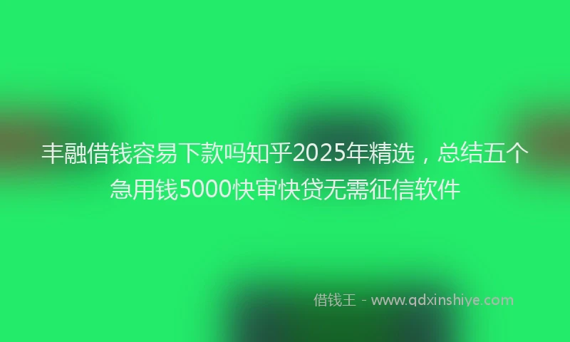 丰融借钱容易下款吗知乎2025年精选，总结五个急用钱5000快审快贷无需征信软件