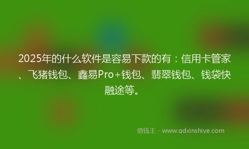 2025年的什么软件是容易下款的有：信用卡管家、飞猪钱包、鑫易Pro+钱包、翡翠钱包、钱袋快融途等。