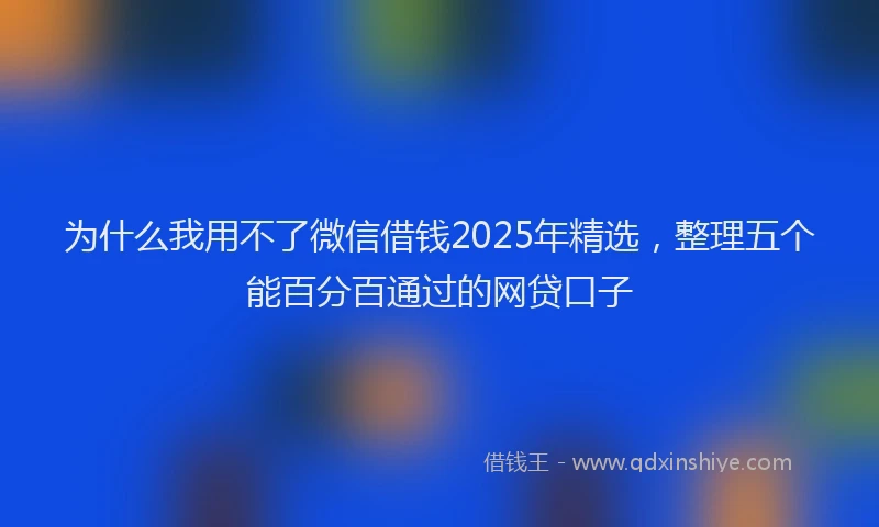 为什么我用不了微信借钱2025年精选，整理五个能百分百通过的网贷口子
