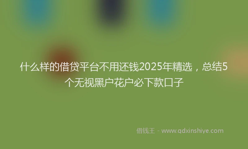 什么样的借贷平台不用还钱2025年精选，总结5个无视黑户花户必下款口子