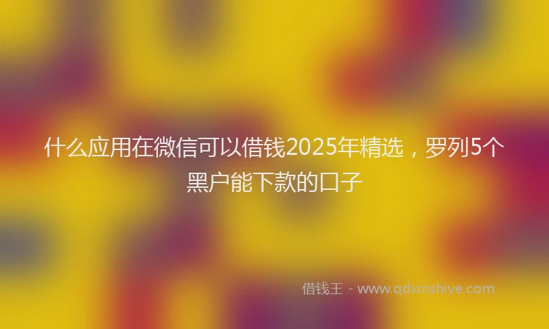什么应用在微信可以借钱2025年精选，罗列5个黑户能下款的口子