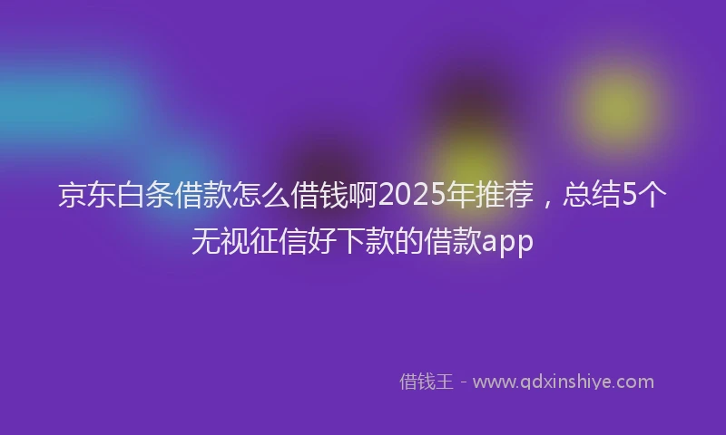 京东白条借款怎么借钱啊2025年推荐，总结5个无视征信好下款的借款app