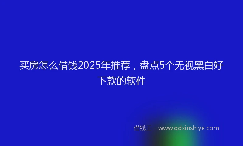 买房怎么借钱2025年推荐，盘点5个无视黑白好下款的软件
