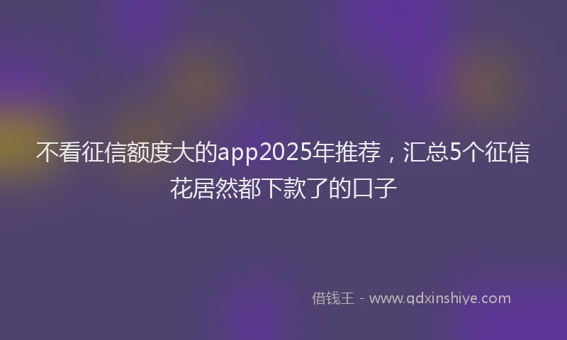 不看征信额度大的app2025年推荐，汇总5个征信花居然都下款了的口子
