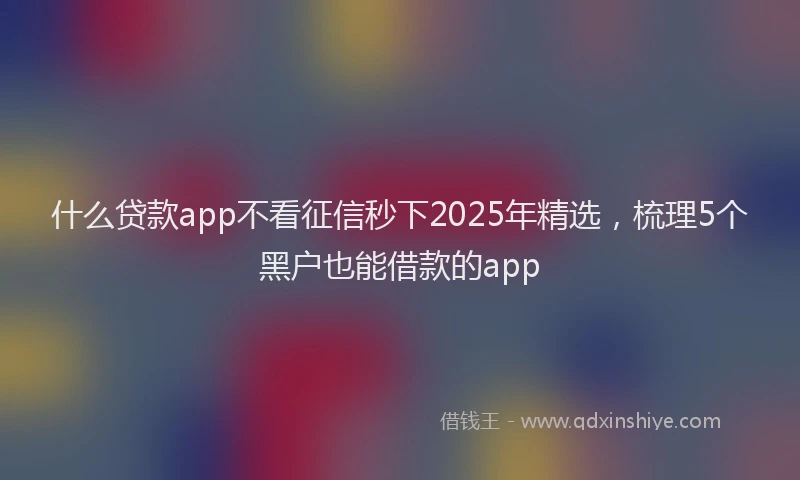 什么贷款app不看征信秒下2025年精选，梳理5个黑户也能借款的app