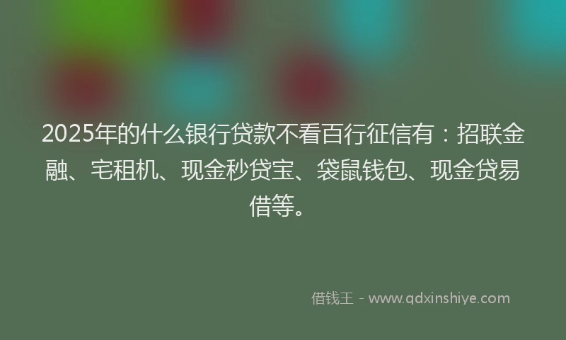 2025年的什么银行贷款不看百行征信有：招联金融、宅租机、现金秒贷宝、袋鼠钱包、现金贷易借等。