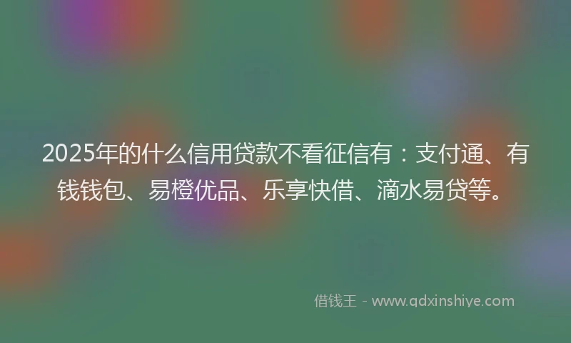 2025年的什么信用贷款不看征信有：支付通、有钱钱包、易橙优品、乐享快借、滴水易贷等。