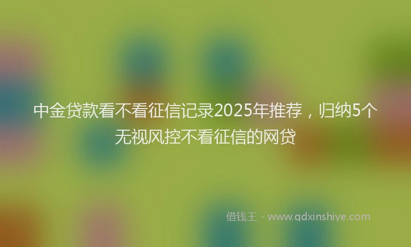 中金贷款看不看征信记录2025年推荐，归纳5个无视风控不看征信的网贷