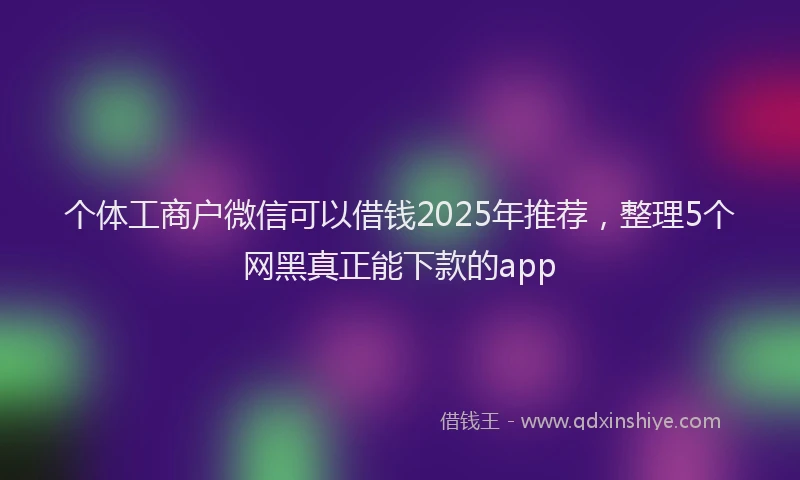 个体工商户微信可以借钱2025年推荐，整理5个网黑真正能下款的app