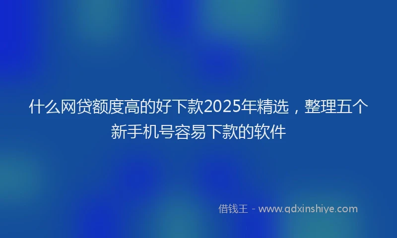 什么网贷额度高的好下款2025年精选，整理五个新手机号容易下款的软件