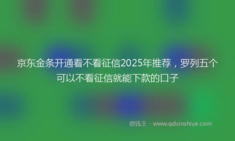 京东金条开通看不看征信2025年推荐，罗列五个可以不看征信就能下款的口子