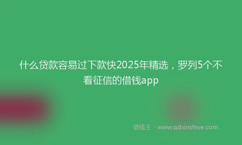 什么贷款容易过下款快2025年精选，罗列5个不看征信的借钱app