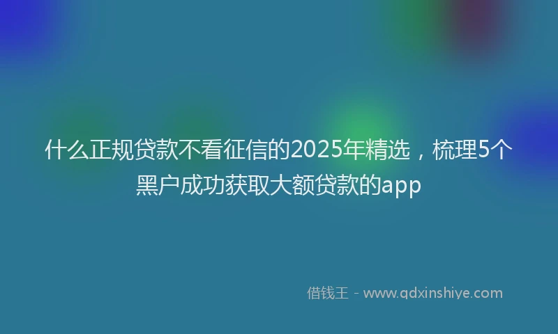 什么正规贷款不看征信的2025年精选，梳理5个黑户成功获取大额贷款的app