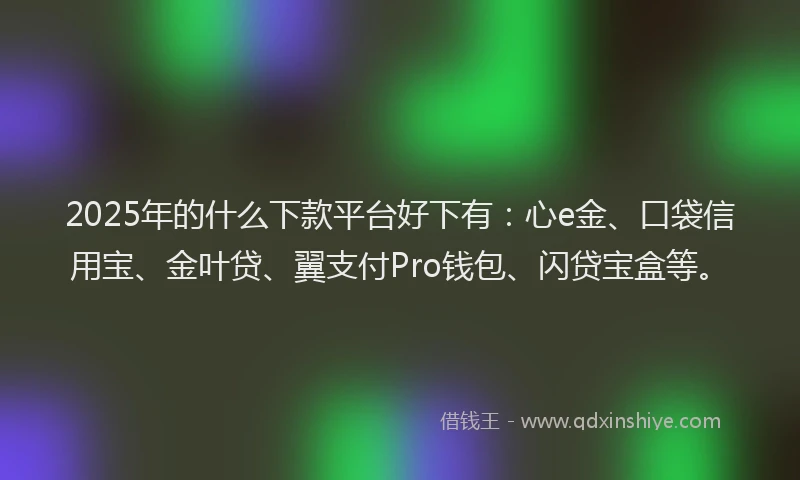 2025年的什么下款平台好下有：心e金、口袋信用宝、金叶贷、翼支付Pro钱包、闪贷宝盒等。