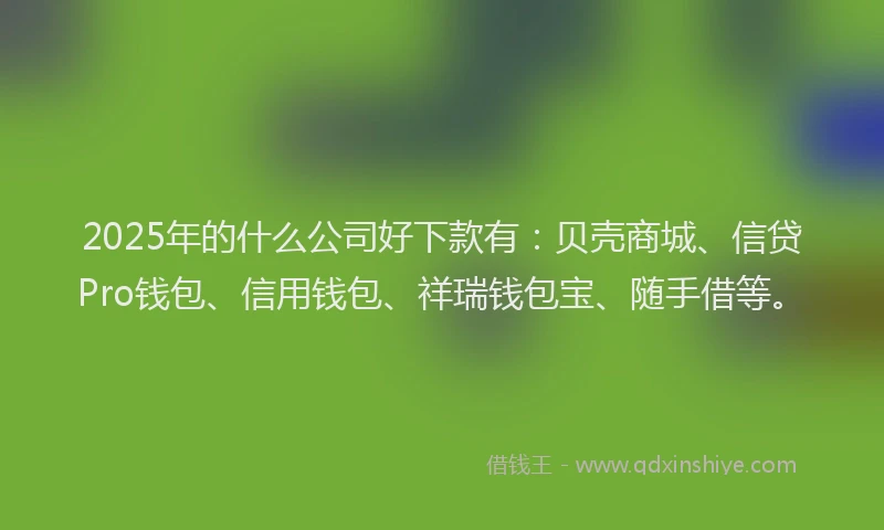 2025年的什么公司好下款有：贝壳商城、信贷Pro钱包、信用钱包、祥瑞钱包宝、随手借等。