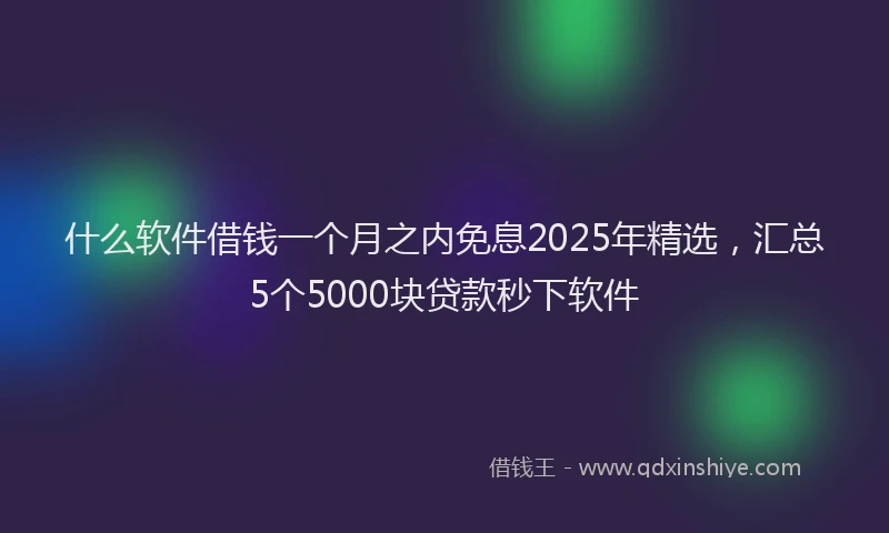 什么软件借钱一个月之内免息2025年精选，汇总5个5000块贷款秒下软件