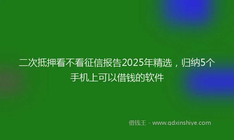 二次抵押看不看征信报告2025年精选，归纳5个手机上可以借钱的软件