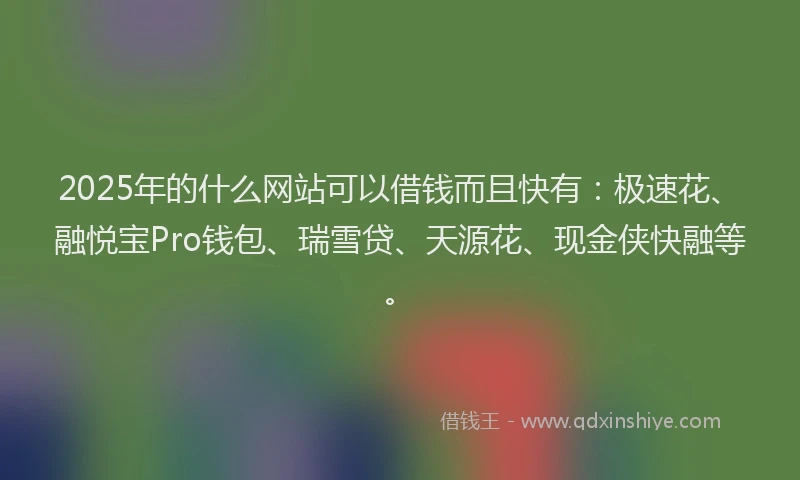 2025年的什么网站可以借钱而且快有：极速花、融悦宝Pro钱包、瑞雪贷、天源花、现金侠快融等。