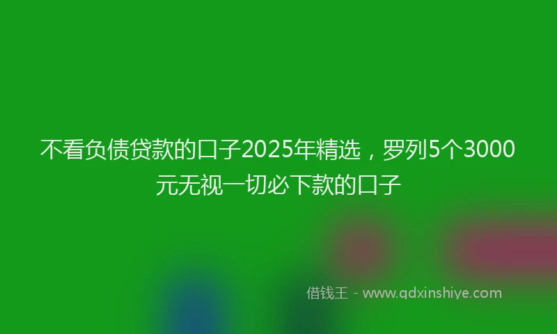 不看负债贷款的口子2025年精选，罗列5个3000元无视一切必下款的口子