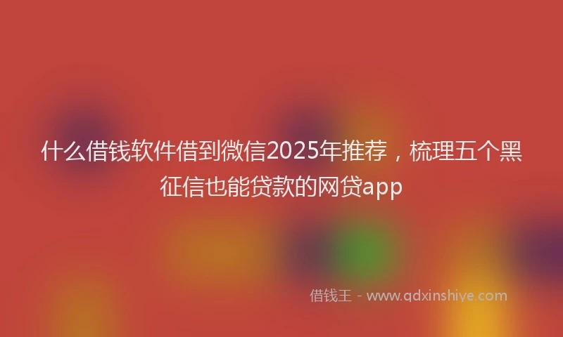 什么借钱软件借到微信2025年推荐，梳理五个黑征信也能贷款的网贷app