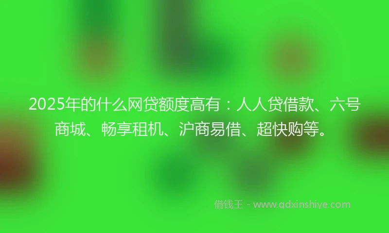 2025年的什么网贷额度高有：人人贷借款、六号商城、畅享租机、沪商易借、超快购等。