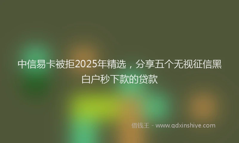 中信易卡被拒2025年精选，分享五个无视征信黑白户秒下款的贷款