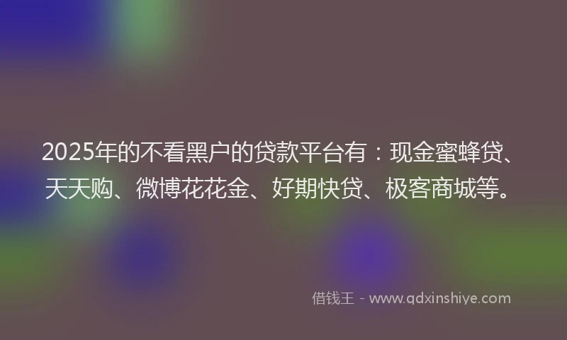 2025年的不看黑户的贷款平台有：现金蜜蜂贷、天天购、微博花花金、好期快贷、极客商城等。