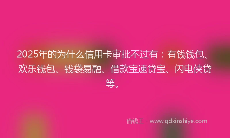 2025年的为什么信用卡审批不过有：有钱钱包、欢乐钱包、钱袋易融、借款宝速贷宝、闪电侠贷等。
