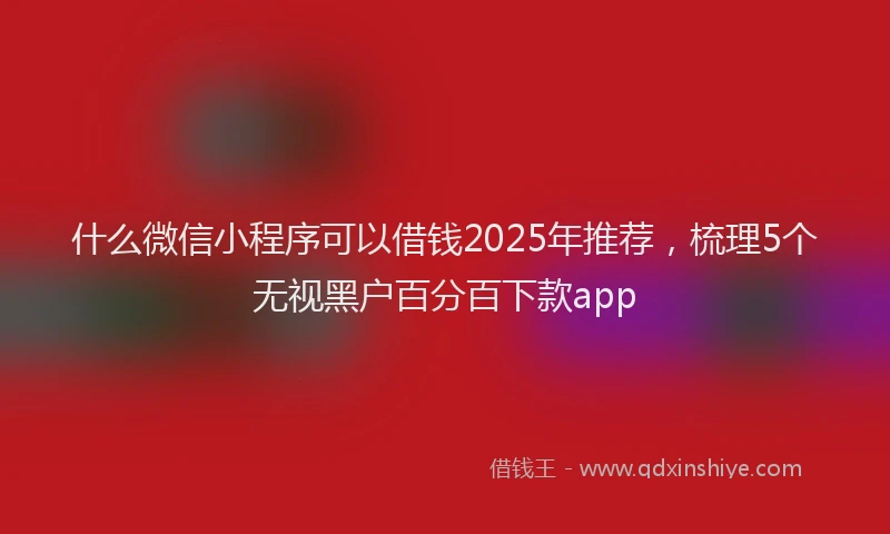 什么微信小程序可以借钱2025年推荐，梳理5个无视黑户百分百下款app