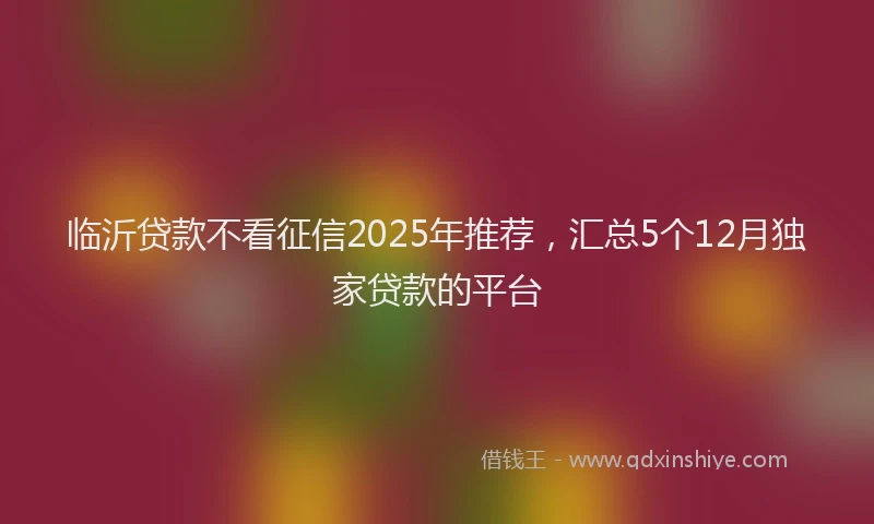 临沂贷款不看征信2025年推荐，汇总5个12月独家贷款的平台