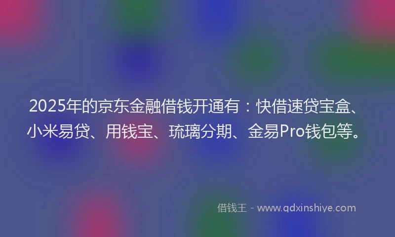 2025年的京东金融借钱开通有：快借速贷宝盒、小米易贷、用钱宝、琉璃分期、金易Pro钱包等。