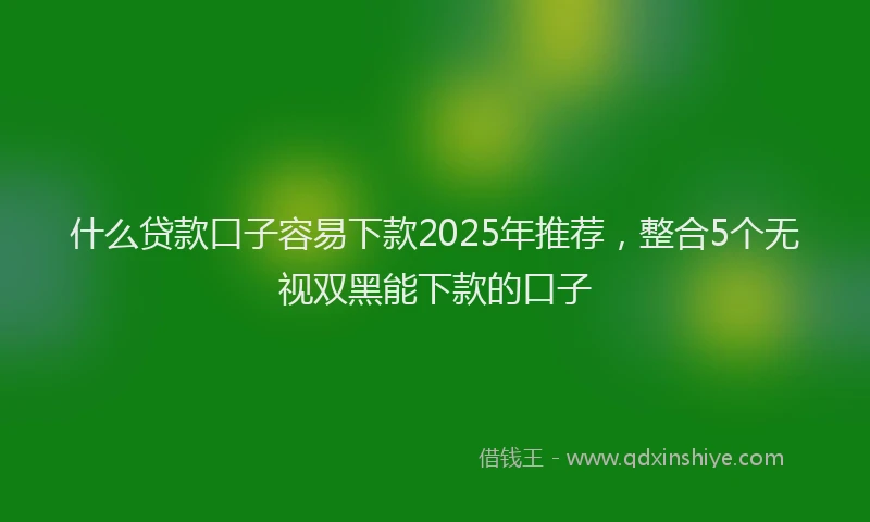 什么贷款口子容易下款2025年推荐，整合5个无视双黑能下款的口子