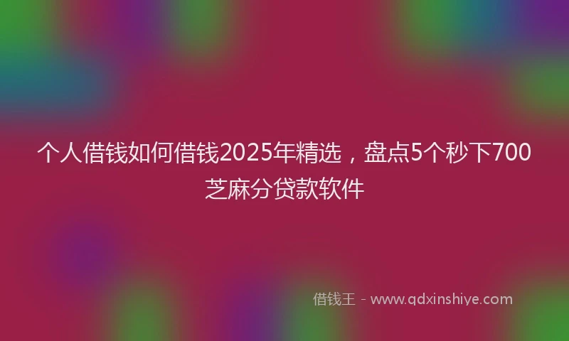 个人借钱如何借钱2025年精选，盘点5个秒下700芝麻分贷款软件