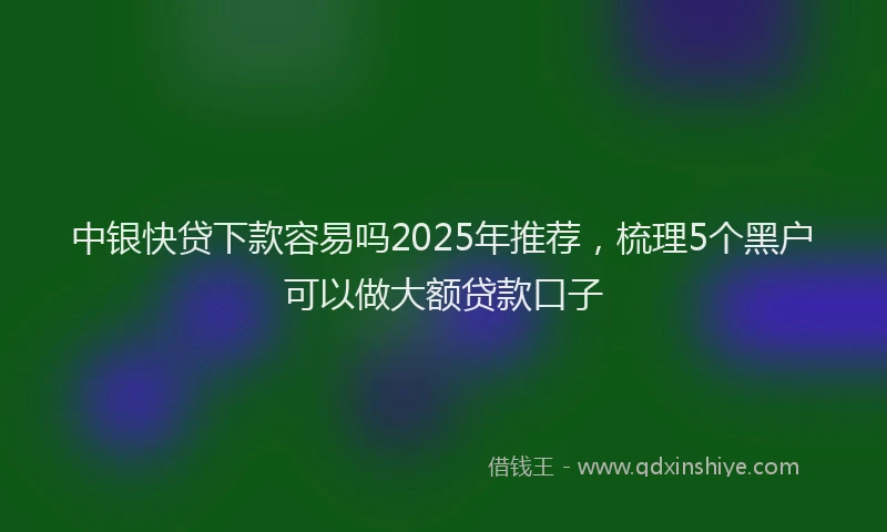 中银快贷下款容易吗2025年推荐，梳理5个黑户可以做大额贷款口子