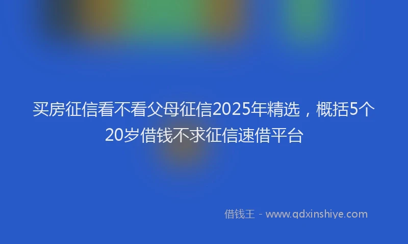 买房征信看不看父母征信2025年精选，概括5个20岁借钱不求征信速借平台