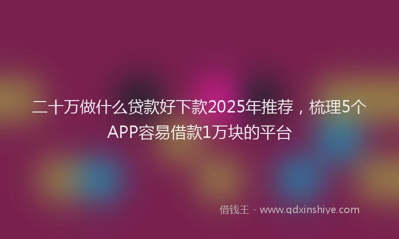 二十万做什么贷款好下款2025年推荐，梳理5个APP容易借款1万块的平台
