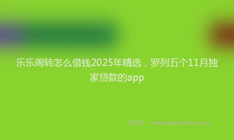 乐乐周转怎么借钱2025年精选，罗列五个11月独家贷款的app