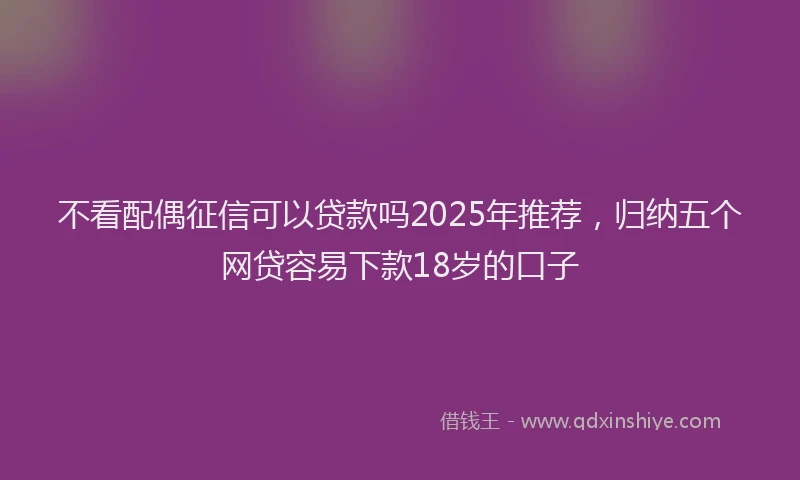不看配偶征信可以贷款吗2025年推荐，归纳五个网贷容易下款18岁的口子