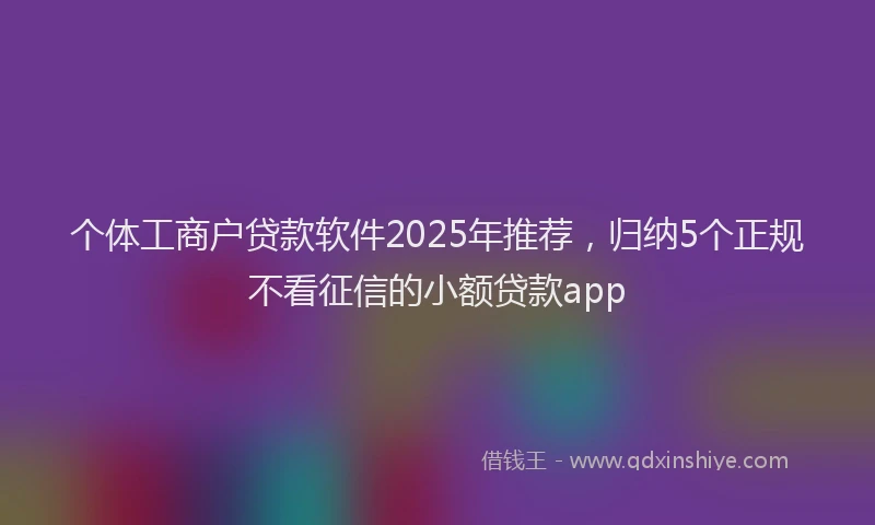 个体工商户贷款软件2025年推荐，归纳5个正规不看征信的小额贷款app