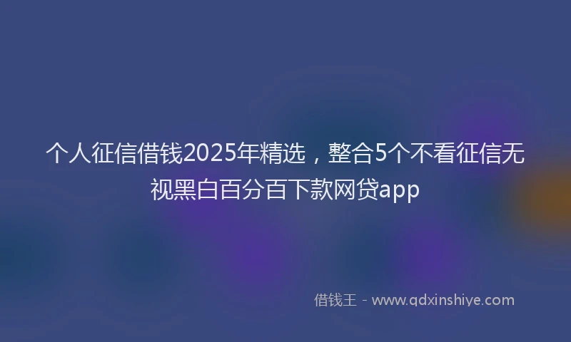 个人征信借钱2025年精选，整合5个不看征信无视黑白百分百下款网贷app