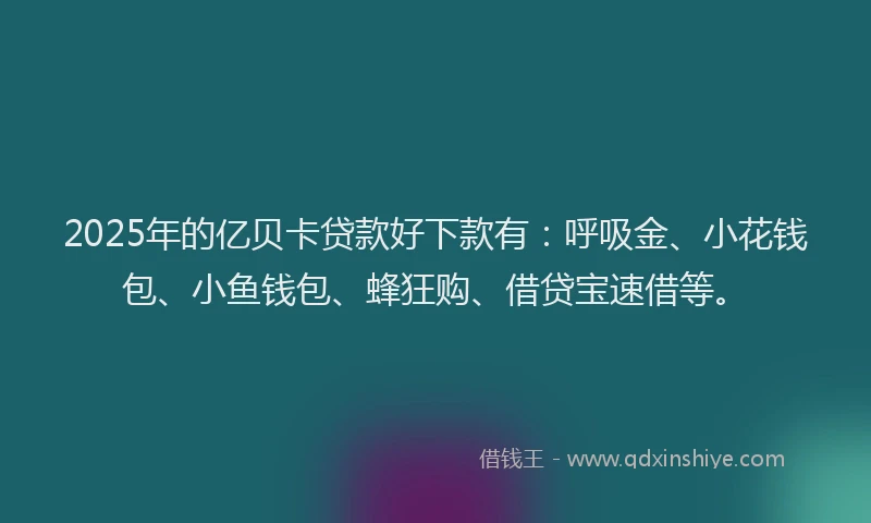 2025年的亿贝卡贷款好下款有：呼吸金、小花钱包、小鱼钱包、蜂狂购、借贷宝速借等。