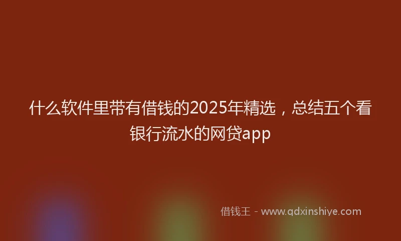 什么软件里带有借钱的2025年精选，总结五个看银行流水的网贷app