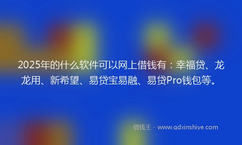 2025年的什么软件可以网上借钱有：幸福贷、龙龙用、新希望、易贷宝易融、易贷Pro钱包等。