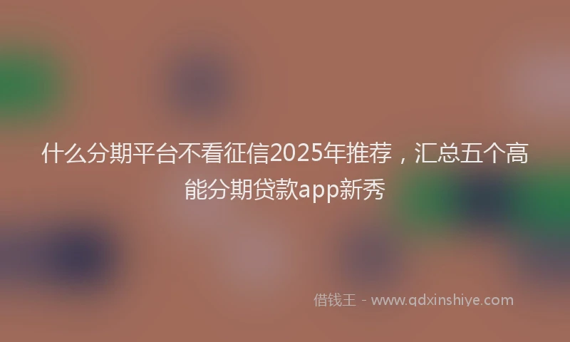 什么分期平台不看征信2025年推荐，汇总五个高能分期贷款app新秀
