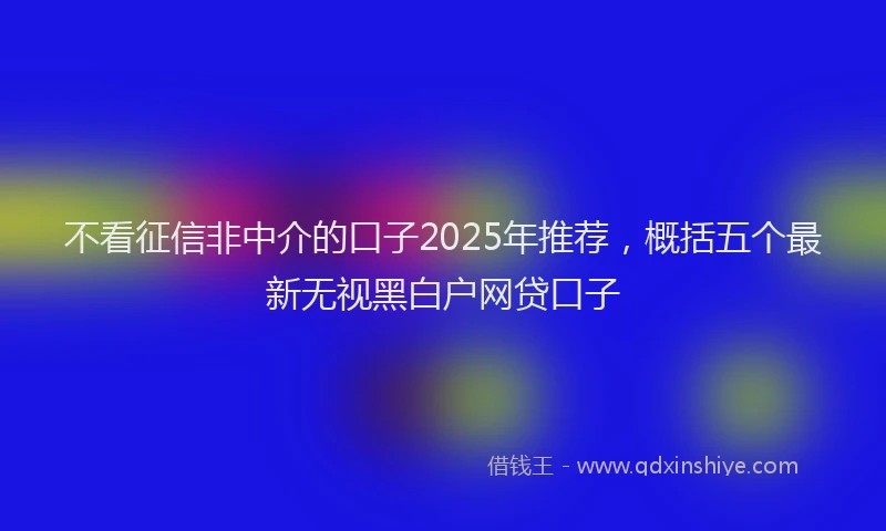 不看征信非中介的口子2025年推荐，概括五个最新无视黑白户网贷口子