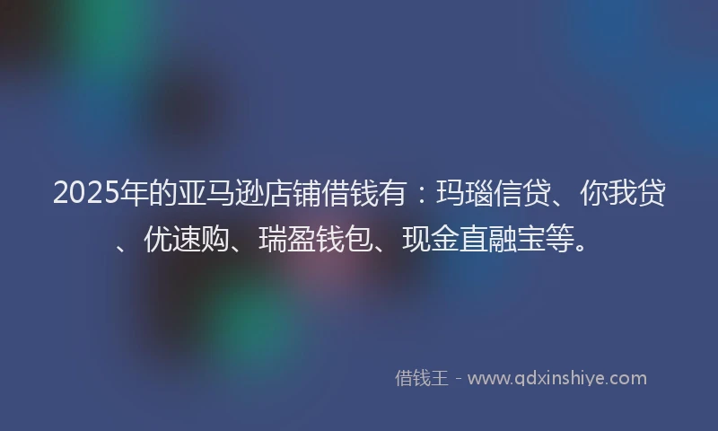 2025年的亚马逊店铺借钱有：玛瑙信贷、你我贷、优速购、瑞盈钱包、现金直融宝等。