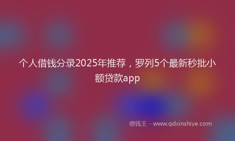 个人借钱分录2025年推荐，罗列5个最新秒批小额贷款app