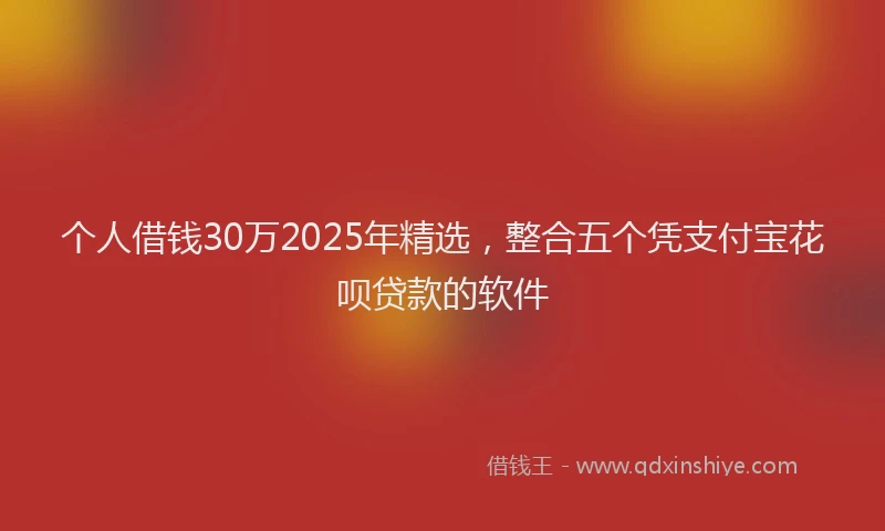 个人借钱30万2025年精选，整合五个凭支付宝花呗贷款的软件