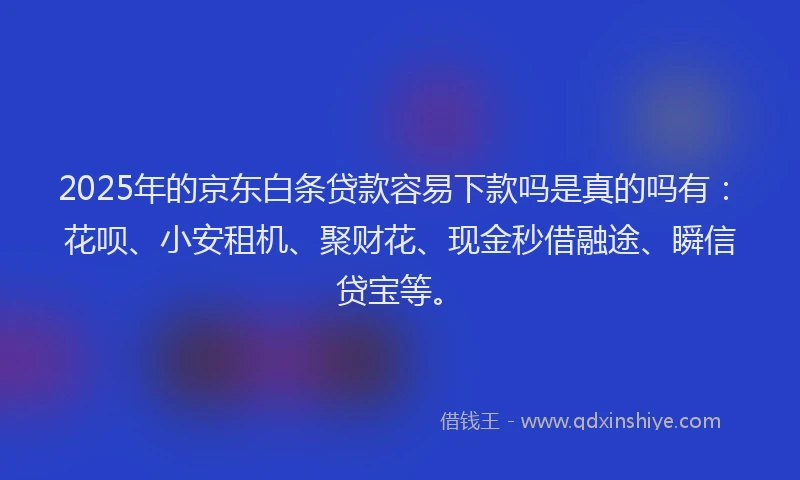 2025年的京东白条贷款容易下款吗是真的吗有：花呗、小安租机、聚财花、现金秒借融途、瞬信贷宝等。