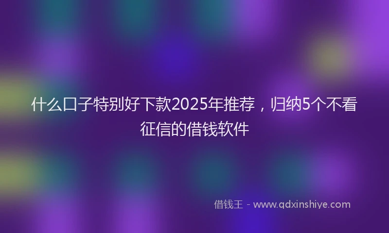 什么口子特别好下款2025年推荐，归纳5个不看征信的借钱软件